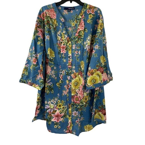 Denim 24/7 Tops - Denim 24/7 Women's Pastel Blue Floral Top
